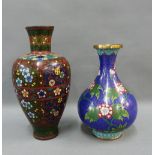 Japanese cloisonne vase and another smaller, tallest 20cm High (2)