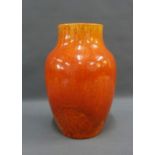 Pilkingtons Royal Lancastrian high shouldered vase with an orange mottled glaze, impressed factory