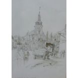 Muirhead Bone (1876 - 1953) village on the Somme, Lithograph, inscribed in pencil and dated