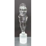 Art glass sculpture of two figures, signed to the base indistinctly, 28cm high