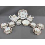 19th century floral patterned teaset (one cup a/f)