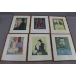 Collection of six coloured prints to include Van Gogh, Modigliani and Matisse, etc, all framed under