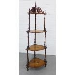 Mahogany and inlaid four tier corner whatnot, 150 x 55cm