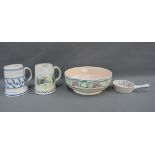 Poole pottery vase and two Buchan Pottery tankards, etc (4)