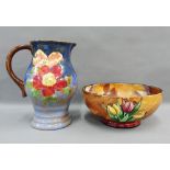 Royal Doulton floral patterned jug, numbered D6221, together with a H&K Tunstall Tulip time bowl, (