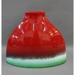 Habitat red and green glazed slab vase, 24cm high