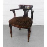 Mahogany open armchair with upholstered seat, 80 x 58cm