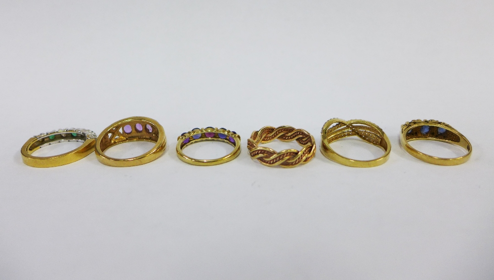 A collection of six 9ct gold gemset dress rings (6) - Image 3 of 3