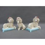 Group of three retro poodle dog figures designed by Doris Dawson, Reg No 854202, largest 16cm