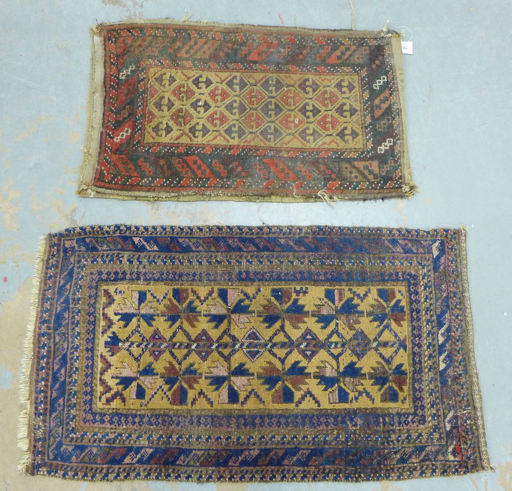 An Eastern carpet saddle bag and a prayer mat 56 x 100cm