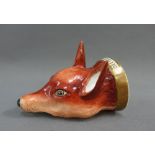 Tally-Ho, a Staffordshire fox head stirrup cup, 12cm