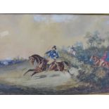 The Hunt, watercolour, signed indistinctly, frame under glass, 54 x 38cm