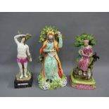 Three 19th century Staffordshire figures to include S.Sebasti O.M, Nicodemus Christ Teacheth and