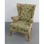 Modern wing back armchair and footstool (2)