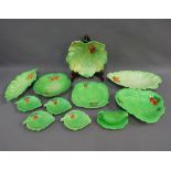 Collection of Cartlonware and Beswick Ware moulded leaf, green glazed table wares (11)