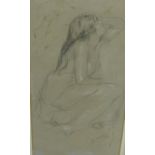 Alfred Elmore R.A (1815 - 1881) Female Nude, pencil & chalk sketch, signed, framed under glass, 23 x