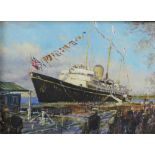 Kirill Malkov, Royal Yacht - Britannia, St Petersburg Harbour 1995, Oil, signed, framed, 54 x 73cm