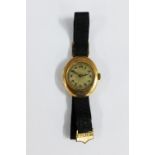 1920's lady's 9ct gold cased wristwatch, case fully hallmarked and stamped ROLWATCO and numbered