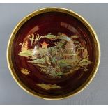 Carltonware Rouge Royale Mikado pattern punch bowel, on a gilt circular footrim, 26cm