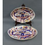 Pair of early 19th century Chamberlain Worcester oval Imari pattern dishes, 29cm long (2)