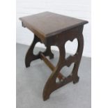 Gothic style oak stool, 61 x 54cm