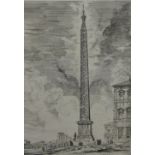 After Giovanni Battista Piranesi (1720 - 1778) - Egyptian Obelisk , Rome, etched print, in a mount