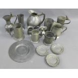 A carton containing a quantity of pewter items to include jugs and tankards,etc (a lot)