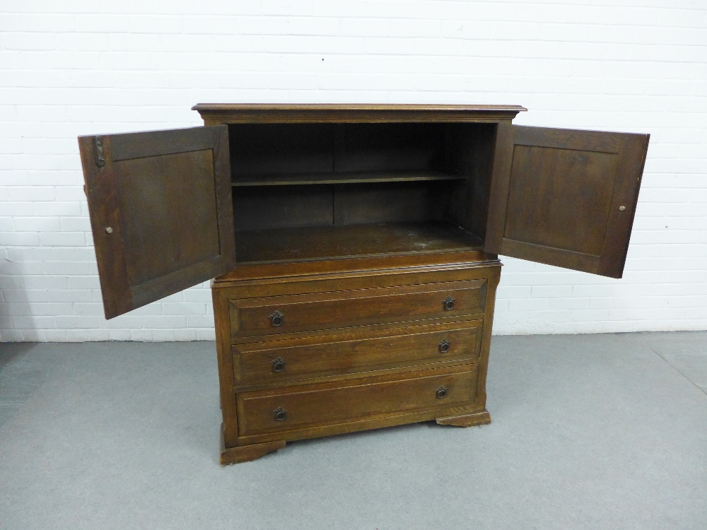 Oak cabinet with a pair of doors over three long drawers, 125 x 108cm - Image 2 of 3