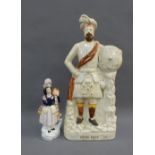 Staffordshire flatback figure 'Rob Roy' together with another smaller, tallest 43cm (2)
