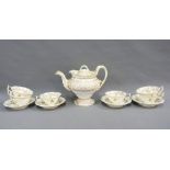 Rockingham Works porcelain teaset comprising four saucers, seven cups and an English porcelain tea