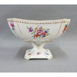 Dresden porcelain square pedestal bowl, 12 x 16cm