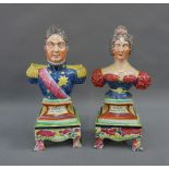 A rare pair of 19th century Staffordshire pearlware busts of King William the Fourth and Queen