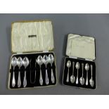 Two cased sets of silver teaspoons with sugar tongs (a lot)