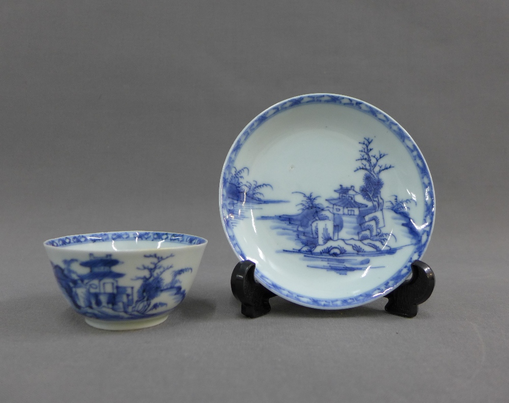 Nanking Cargo blue and white tea bowl and saucer, each with a Christie's lot number label (2)