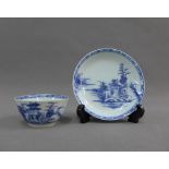 Nanking Cargo blue and white tea bowl and saucer, each with a Christie's lot number label (2)