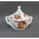 19th century floral patterned pot pourri bowl and cover, the cover marked to the underside in red