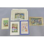 A collection of five Indian watercolour paintings, unframed (5)
