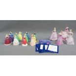 Set of twelve Jewels of Elegance figures and a set of four Coalport Beau Monde figures, (16)