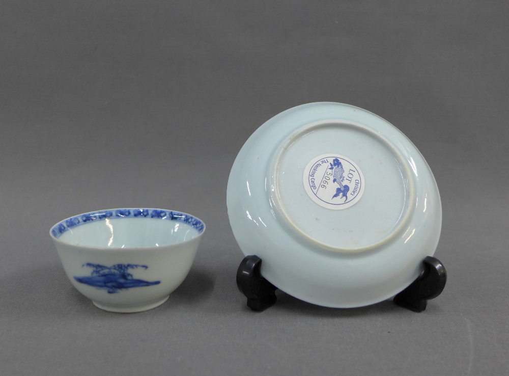 Nanking Cargo blue and white tea bowl and saucer, each with a Christie's lot number label (2) - Image 2 of 3