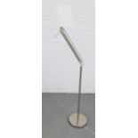 Brushed steel anglepoise style standard lamp and shade, 168cm high