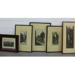 Susan F Crawford group of three etchings and two others, all framed under glass, largest 19 x