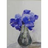 Stefanie Meredith, Pansies, Watercolour, signed, framed under glass, 18 x 23cm