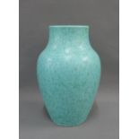 Pilkingtons Royal Lancastrian blue glazed baluster vase, with impressed factory marks and number