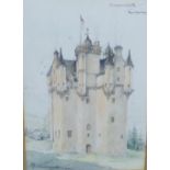 Early 20th century school, Craigievar Castle, Aberdeenshire, Watercolour, signed indistinctly and