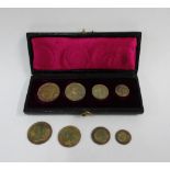 Victorian Maundy Money set, 1898, four coin set with original box and four coins for 1899 which