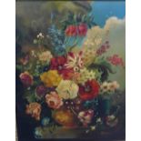 E. Vanderman, Still life vase of flowers, Oil on panel, signed, in an ornate giltwood frame, 60 x