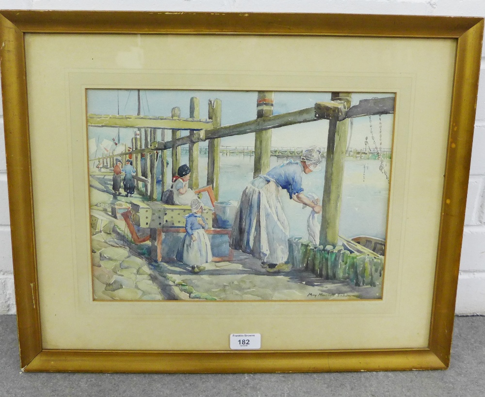 May Marshall Brown R.S.W. (Scottish 1887-1968) Doing Laundry, watercolour, signed, framed under - Image 2 of 2