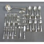 A suite of Queens pattern family crested silver flatware comprising six large spoons - Edinburgh