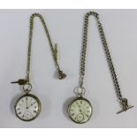 Two silver cased pocket watches, one by John Forrest and the other by Hollins, with silver watch
