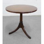 Mahogany pedestal table with circular top and tripod legs, 46 x 46cm